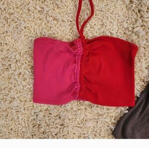 NEW Naked Wardrobe Red Pink Top Womens sz Small